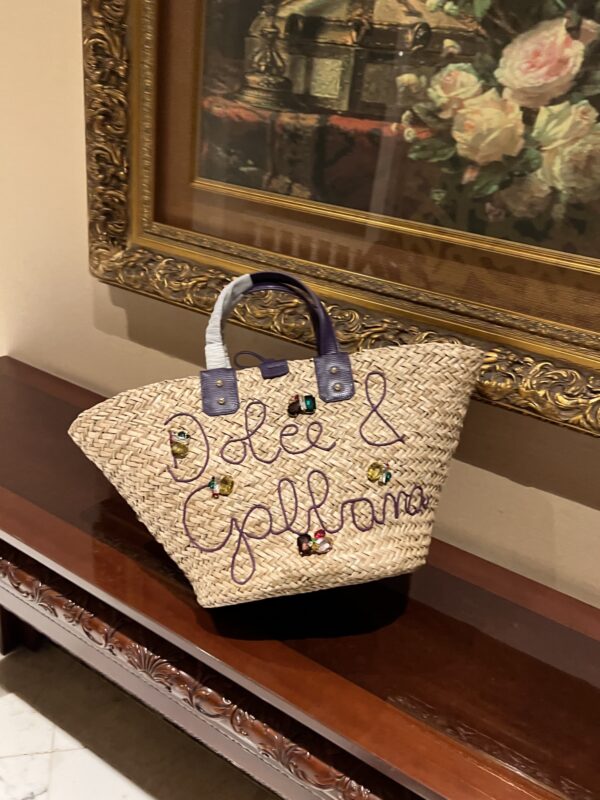 Dolce & Gabbana woven rattan bag for beach use-brown 44cm