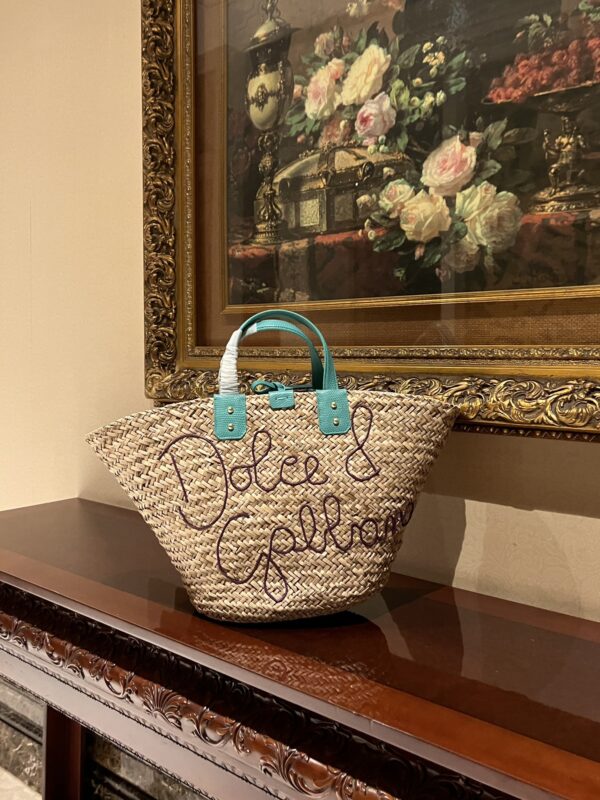 Dolce & Gabbana woven rattan bag for beach use-green 44cm