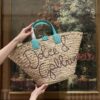 Dolce & Gabbana woven rattan bag for beach use-green 44cm