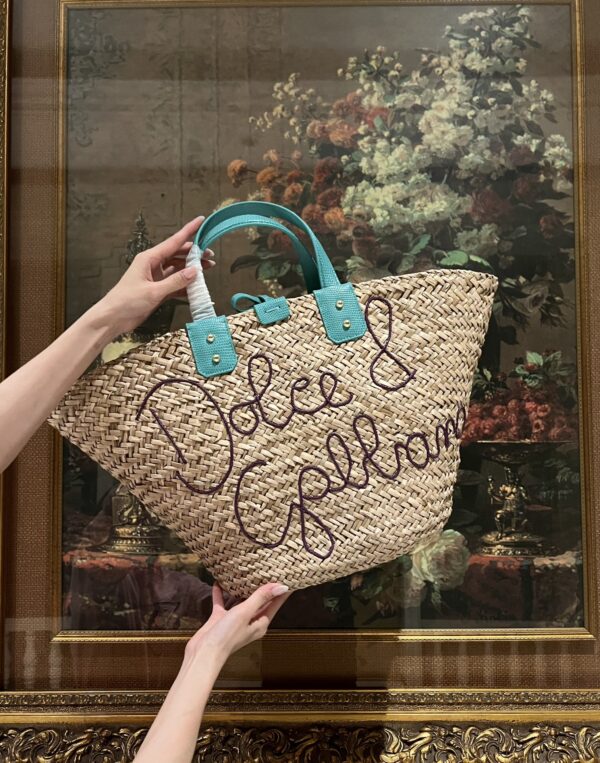 Dolce & Gabbana woven rattan bag for beach use-green 44cm