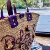 Dolce & Gabbana woven rattan bag for beach use-purple 44cm