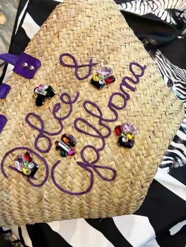 Dolce & Gabbana woven rattan bag for beach use-purple 44cm