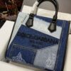 Dolce & Gabbana Chain Shoulder Bag in Denim Fabric-blue-31cm