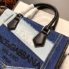 Dolce & Gabbana Chain Shoulder Bag in Denim Fabric-blue-31cm