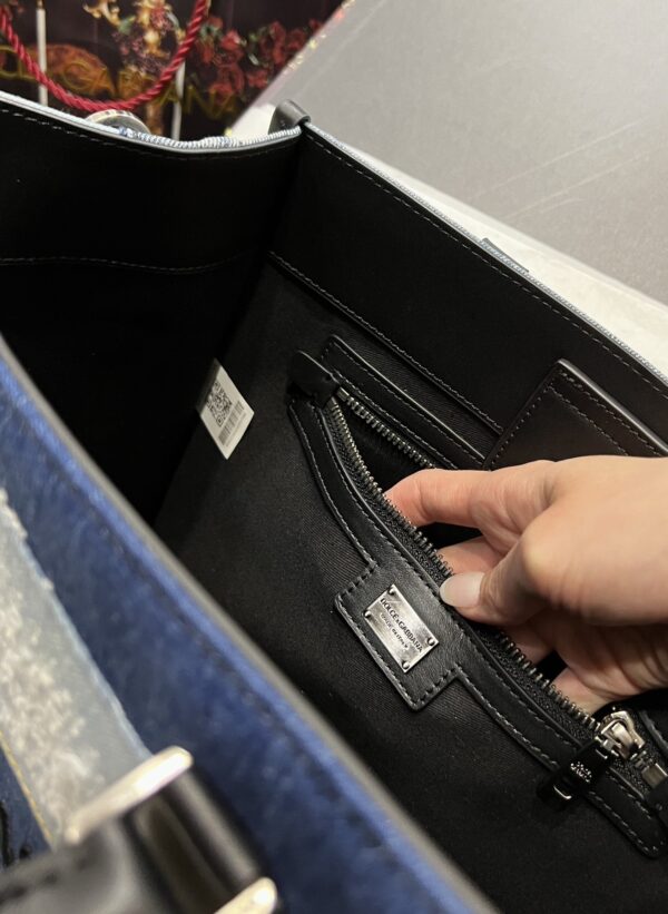 Dolce & Gabbana Chain Shoulder Bag in Denim Fabric-blue-31cm