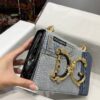 Dolce & Gabbana Chain Shoulder Bag in Denim Fabric-blue-23cm with original logo box