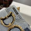 Dolce & Gabbana Chain Shoulder Bag in Denim Fabric-blue-23cm with original logo box