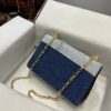 Dolce & Gabbana Chain Shoulder Bag in Denim Fabric-blue-23cm with original logo box