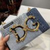 Dolce & Gabbana Chain Shoulder Bag in Denim Fabric-blue-23cm with original logo box