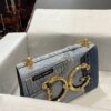 Dolce & Gabbana Chain Shoulder Bag in Denim Fabric-blue-23cm with original logo box