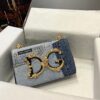 Dolce & Gabbana Chain Shoulder Bag in Denim Fabric-blue-23cm with original logo box