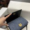 Dolce & Gabbana Chain Shoulder Bag in Denim Fabric-blue-21cm with original logo box