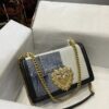 Dolce & Gabbana Chain Shoulder Bag in Denim Fabric-blue-21cm with original logo box