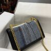 Dolce & Gabbana Chain Shoulder Bag in Denim Fabric-blue-21cm with original logo box