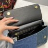 Dolce & Gabbana Chain Shoulder Bag in Denim Fabric-blue-20cm with original logo box