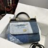 Dolce & Gabbana Chain Shoulder Bag in Denim Fabric-blue-20cm with original logo box