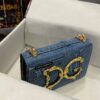 Dolce & Gabbana Chain Shoulder Bag in Denim Fabric-blue-23cm with original logo box