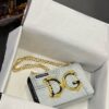 Dolce & Gabbana Chain Shoulder Bag in Denim Fabric-white-23cm with original logo box