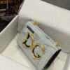 Dolce & Gabbana Chain Shoulder Bag in Denim Fabric-white-23cm with original logo box