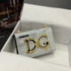 Dolce & Gabbana Chain Shoulder Bag in Denim Fabric-white-23cm with original logo box