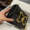 Dolce & Gabbana Chain Shoulder Bag in Denim Fabric-black-23cm with original logo box