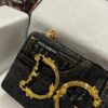 Dolce & Gabbana Chain Shoulder Bag in Denim Fabric-black-23cm with original logo box