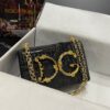 Dolce & Gabbana Chain Shoulder Bag in Denim Fabric-black-23cm with original logo box