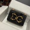 Dolce & Gabbana Chain Shoulder Bag in Denim Fabric-black-23cm with original logo box