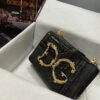 Dolce & Gabbana Chain Shoulder Bag in Denim Fabric-black-23cm with original logo box