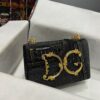 Dolce & Gabbana Chain Shoulder Bag in Denim Fabric-black-23cm with original logo box