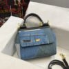 Dolce & Gabbana Chain Shoulder Bag in Denim Fabric-blue-20cm with original logo box