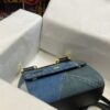 Dolce & Gabbana Chain Shoulder Bag in Denim Fabric-blue-20cm with original logo box