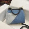 Dolce & Gabbana Chain Shoulder Bag in Denim Fabric-blue-20cm with original logo box
