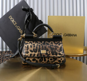 Dolce & Gabban Leather Leopard Print Women's Bag-18cm with original box free shipping