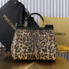 Dolce & Gabban Leather Leopard Print Women's Bag-25cm with original box free shipping