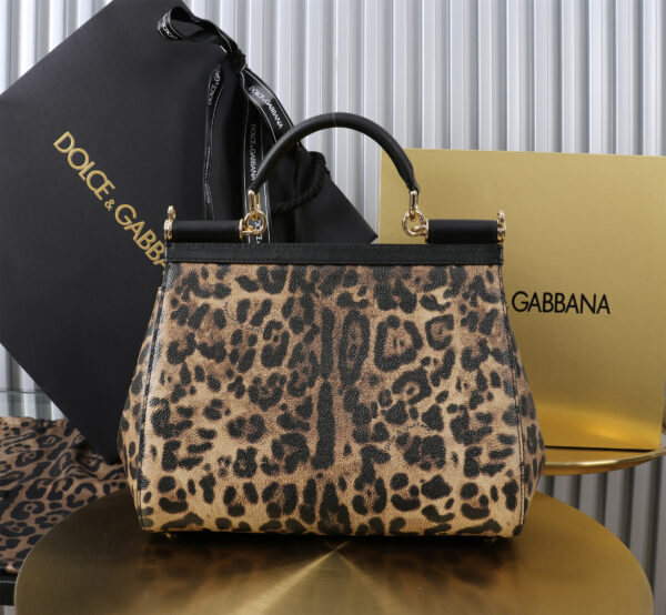 Dolce & Gabban Leather Leopard Print Women's Bag-25cm with original box free shipping