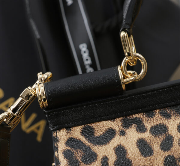 Dolce & Gabban Leather Leopard Print Women's Bag-25cm with original box free shipping