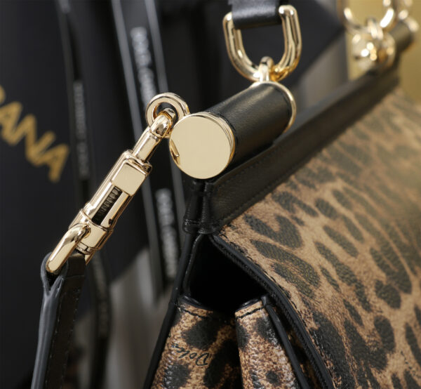 Dolce & Gabban Leather Leopard Print Women's Bag-25cm with original box free shipping