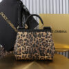 Dolce & Gabban Leather Leopard Print Women's Bag-20cm with original box free shipping