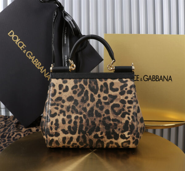 Dolce & Gabban Leather Leopard Print Women's Bag-20cm with original box free shipping