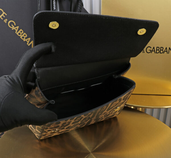 Dolce & Gabban Leather Leopard Print Women's Bag-20cm with original box free shipping