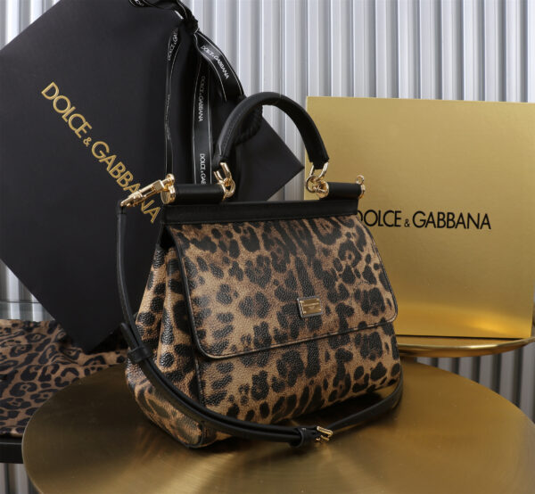 Dolce & Gabban Leather Leopard Print Women's Bag-20cm with original box free shipping