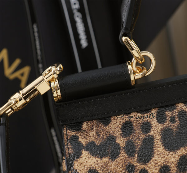 Dolce & Gabban Leather Leopard Print Women's Bag-20cm with original box free shipping