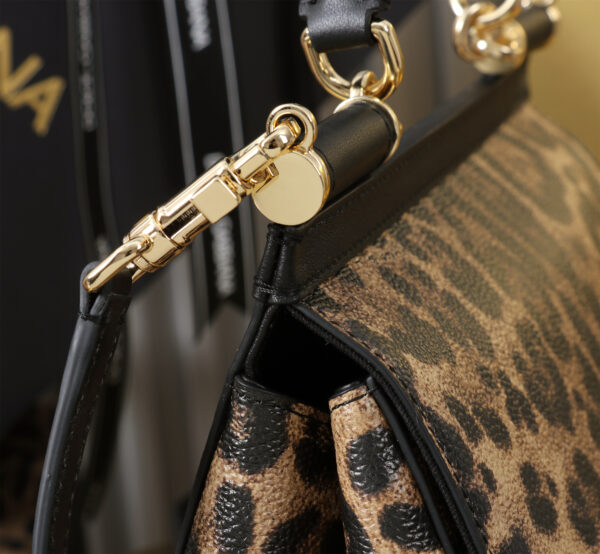 Dolce & Gabban Leather Leopard Print Women's Bag-20cm with original box free shipping