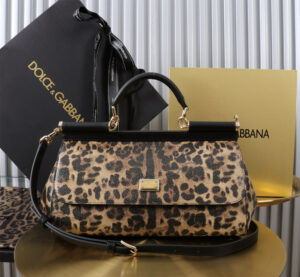 Dolce & Gabban Leather Leopard Print Women's Bag-29cm with original box free shipping