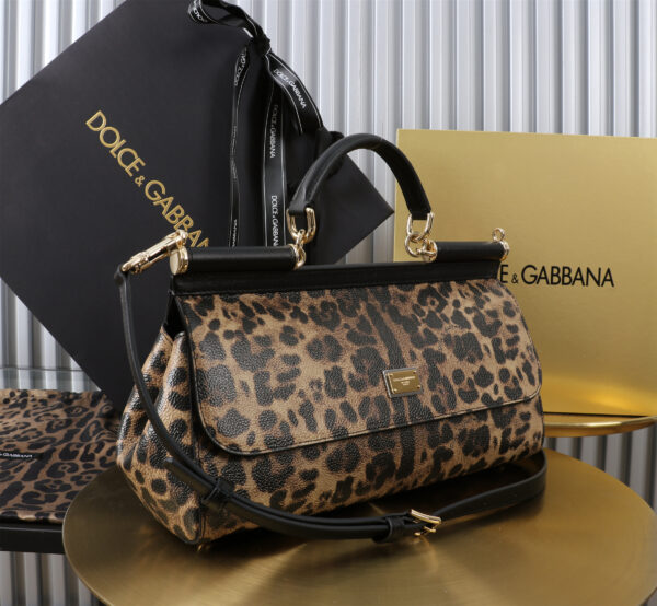 Dolce & Gabban Leather Leopard Print Women's Bag-29cm with original box free shipping