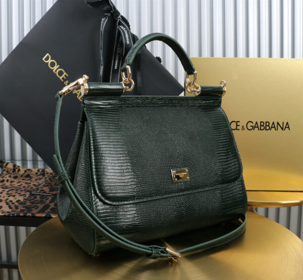 Dolce & Gabban Lizard Pattern Sicilian Women's Bag-Green-25cm with original box free shipping