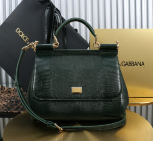 Dolce & Gabban Lizard Pattern Sicilian Women's Bag-Green-25cm with original box free shipping