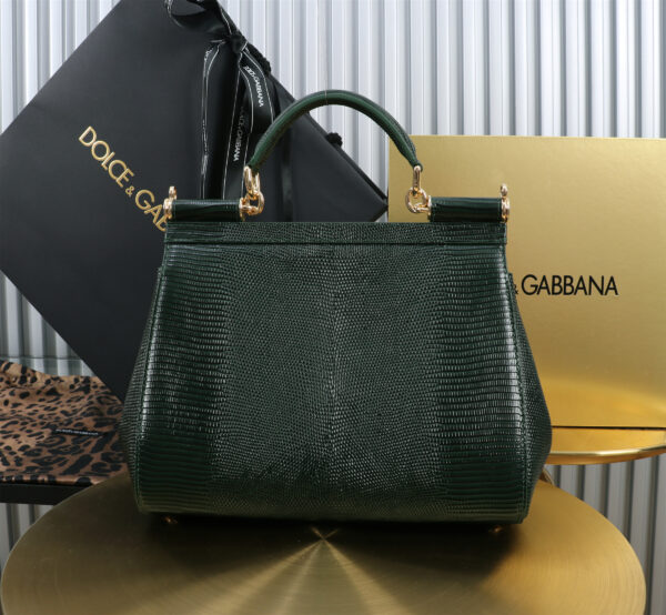 Dolce & Gabban Lizard Pattern Sicilian Women's Bag-Green-25cm with original box free shipping