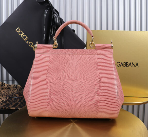 Dolce & Gabban Lizard Pattern Sicilian Women's Bag-Pink-25cm with original box free shipping